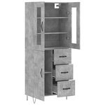 vidaXL Buffet haut Gris béton 69 5x34x180 cm Bois d'ingénierie