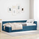 vidaXL Cadre de lit d'angle avec tête de lit Bleu 90 cm x 200 cm