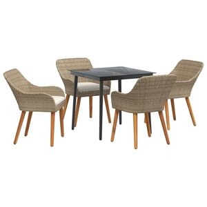 vidaXL Ensemble de salle à manger pour jardin 5 Pièces Beige polyrotin