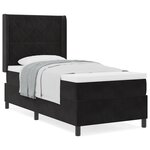 Lit à ressort avec matelas vidaXL Noir 100x200 cm Velours