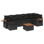 vidaXL Salon de jardin 8 Pièces avec coussins noir résine tressée