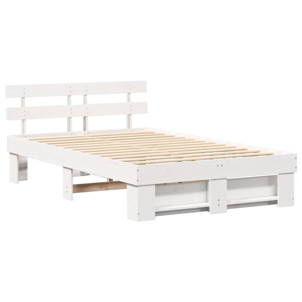 vidaXL Cadre de lit Blanc 120 x 190 cm Bois massif en pin