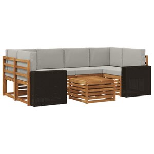 vidaXL Ensemble de canapés d'extérieur 7 pc Naturel et gris clair