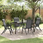 vidaXL Ensemble de salle à manger pour jardin 5 Pièces Gris Poly rotin