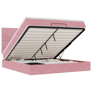 vidaXL Cadre de lit ottoman avec matelas rose 200x200 cm velours