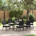 vidaXL Ensemble de salle à manger pour jardin 7 Pièces Noir Poly rotin