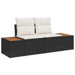 Ensemble de Sofa de Jardin vidaXL 5 Pièces avec Coussins Noir Poly Rattan Acacia