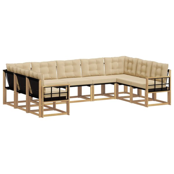 vidaXL Ensemble de canapés d'extérieur 9 pc Blanc et Beige