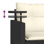 vidaXL Salon de jardin 3 Pièces avec coussins noir résine tressée