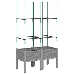 vidaXL Jardinière avec treillis gris clair 80x40x142 5 cm PP