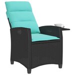 vidaXL Chaise de jardin inclinable avec table d'appoint noir polyrotin