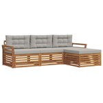 vidaXL Ensemble de canapés d'extérieur 4 pc Gris Naturel et Clair