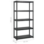 vidaXL Étagère de rangement à 5 niveaux Noir 340x40x185 cm Plastique