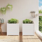vidaXL Jardinières 2 Pièces blanc bois de pin massif