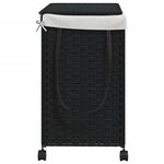 vidaXL Panier à linge avec roulettes noir 60x35x60 5 cm résine tressée