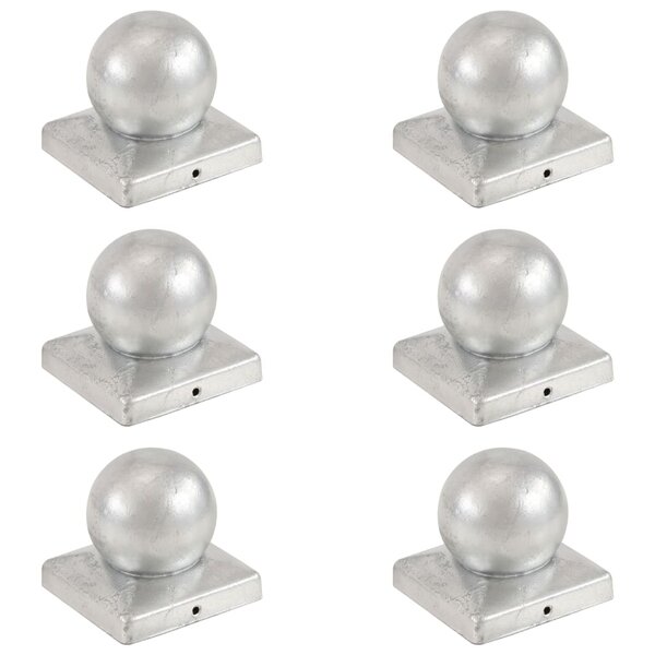 vidaXL Bouchons de poteau 6 Pièces Globe final Métal galvanisé 101x101 mm
