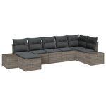 vidaXL Ensemble de canapé de jardin 7 pièces avec coussins gris en rattan poly