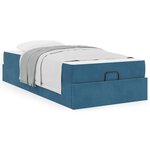 vidaXL Cadre de lit avec matelas Bleu 100 x 200 cm Velours