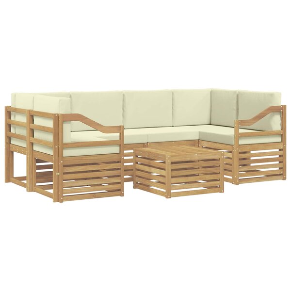 vidaXL Ensemble de canapés d'extérieur 7 pc Blanc et crème Polyester