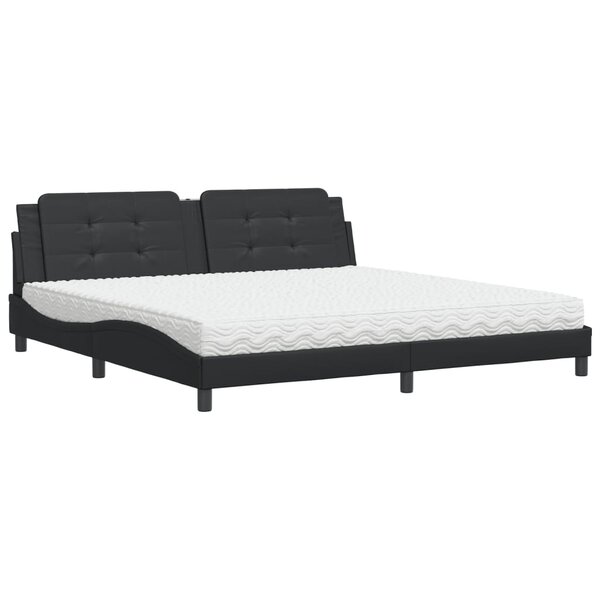 vidaXL Lit avec matelas noir 200x200 cm similicuir