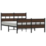vidaXL Cadre de lit en métal sans matelas chêne marron 150x200 cm