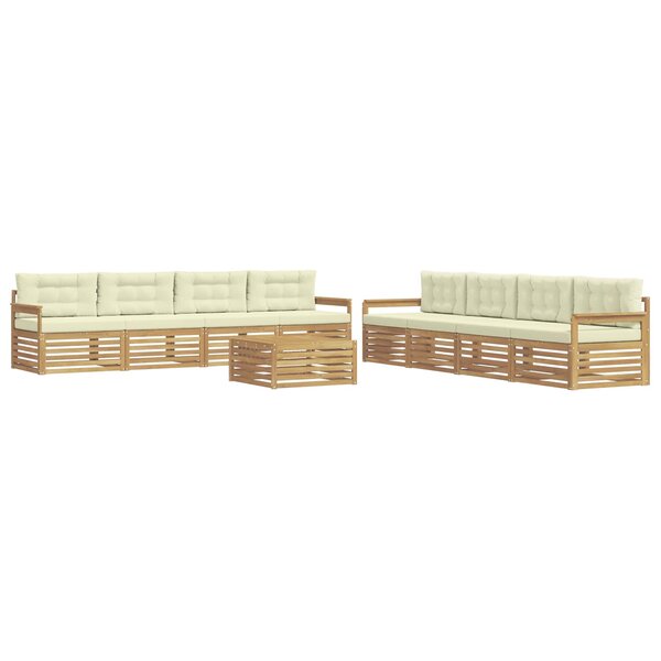 vidaXL Ensemble de canapés d'extérieur 9 pc Blanc et crème Polyester