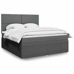 vidaXL Sommier à lattes de lit avec matelas Gris foncé 180x200cm Tissu