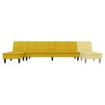 vidaXL Canapé-lit en forme de L jaune 255x140x70 cm velours