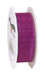 Organza sheer 25-m-rouleau 25 mm pourpre