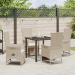 vidaXL Ensemble de repas de jardin 5 pièces avec coussins beige en rotin synthétique