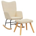 vidaXL Chaise à bascule avec tabouret Crème Tissu