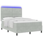 vidaXL Lit à ressort LED avec matelas Gris clair 140 x 200 cm Velours