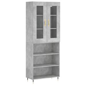 vidaXL Buffet haut Gris béton 69 5x34x180 cm Bois d'ingénierie