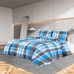 vidaXL Ensemble de housse de couette Bleu et gris 155x220 cm Coton