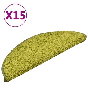 vidaXL Tapis de marches d'escalier 15 Pièces Vert 56x17x3 cm