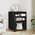vidaXL Table d'appoint avec roues noir 55x60x78 cm bois d'ingénierie