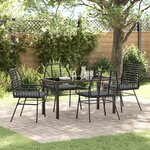 vidaXL Ensemble de dîner de jardin 5 pièces avec coussins Noir Rattan Poly