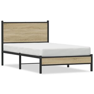 vidaXL Cadre de lit en métal sans matelas chêne sonoma 100x190 cm