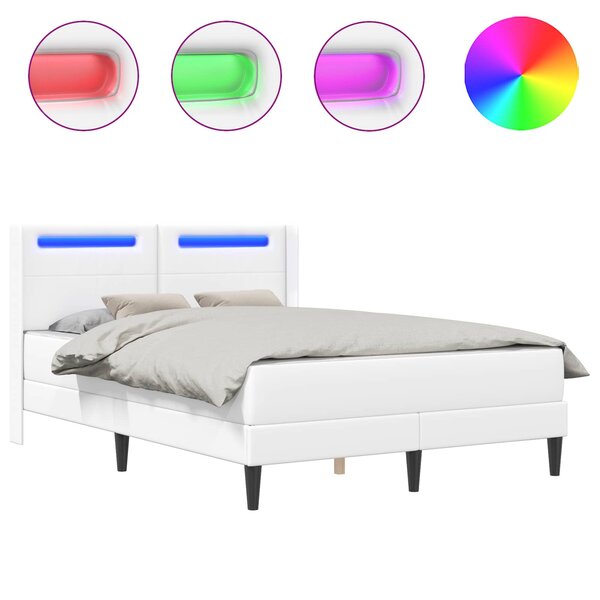 vidaXL Cadre de lit avec matelas Blanc 140 x 190 cm Simili cuir
