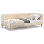 vidaXL Cadre de lit d'angle Autre avec tête de lit Crème 90 x 190 cm