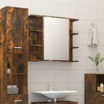 vidaXL Armoire à miroir de salle de bain Chêne fumé 80x20 5x64 cm Bois
