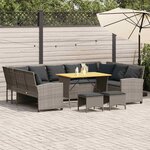 vidaXL Salon de jardin 4 Pièces avec coussins gris résine tressée