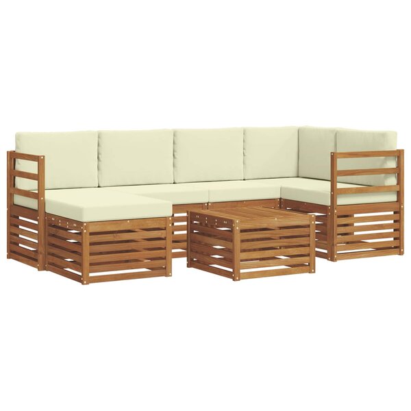 vidaXL Ensemble de canapés d'extérieur 7 pc Naturel et Crème Polyester