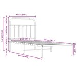 vidaXL Cadre de lit métal sans matelas avec tête de lit noir 90x200 cm