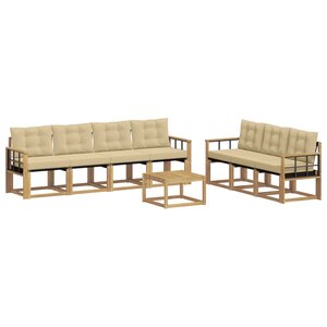 vidaXL Ensemble de canapés d'extérieur 8 pc Blanc et Beige
