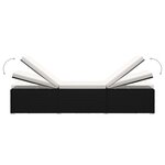 vidaXL Chaise longue avec coussin et table à thé rotin Blanc crème