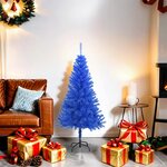 vidaXL Sapin de Noël artificiel avec support bleu 120 cm PVC
