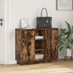 vidaXL Buffet avec LED Chêne fumé 90x32x75 cm Bois aggloméré