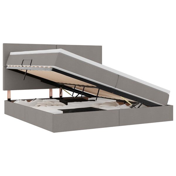vidaXL Lit avec rangement et LED Taupe 200 x 200 cm Polyester