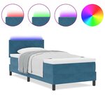 vidaXL Lit de box spring avec matelas et LED bleu foncé 90x190 cm velours